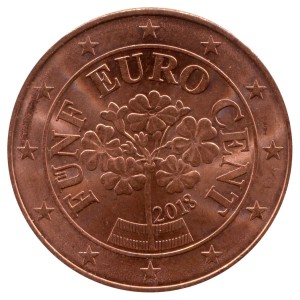 5 центов 2002-2023 Австрия, регулярный чекан, из обращения цена, стоимость