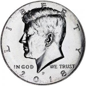 Half Dollar 2018 USA Kennedy mint mark P price, composition, diameter, thickness, mintage, orientation, video, authenticity, weight, Description