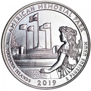 25 центов 2019 США Американский мемориальный парк (American Memorial Park), 47-й парк, двор D цена, стоимость