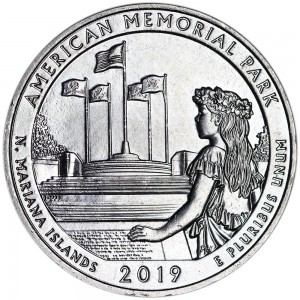 25 cents Quarter Dollar 2019 USA American Memorial Park 47th Park, mint mark S