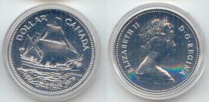 1 dollar 1979 Canada Griffon price, composition, diameter, thickness, mintage, orientation, video, authenticity, weight, Description