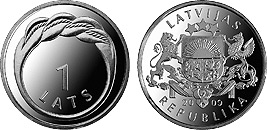 1 lat 2009 Latvia Ring Nameise price, composition, diameter, thickness, mintage, orientation, video, authenticity, weight, Description