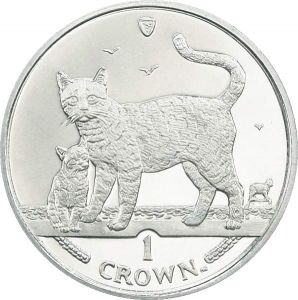 1 crown 2002 Isle of Man Bengal Cat And Kitten price, composition, diameter, thickness, mintage, orientation, video, authenticity, weight, Description