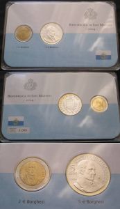 2 евро 2004 Сан Марино, Бартоломео Боргеси (историк, нумизмат), монета в буклете + 5 ЕВРО 2004 цена, стоимость