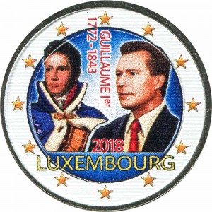 2 euro 2018 Luxembourg, William I (colorized)