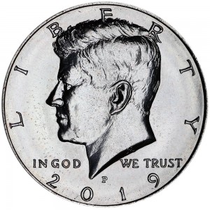 Half Dollar 2019 USA Kennedy mint mark P price, composition, diameter, thickness, mintage, orientation, video, authenticity, weight, Description