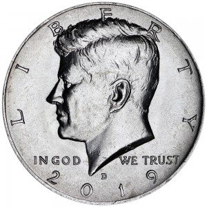 Half Dollar 2019 USA Kennedy mint mark D price, composition, diameter, thickness, mintage, orientation, video, authenticity, weight, Description