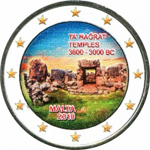 2 евро 2019 Мальта, Та Хаджрат (цветная) цена, стоимость