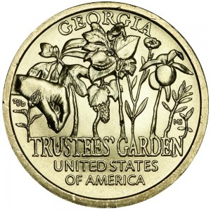 1 dollar 2019 USA, American Innovation, Georgia, Trustees' Garden, P price, composition, diameter, thickness, mintage, orientation, video, authenticity, weight, Description