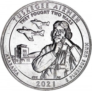 25 центов 2021 США Таскиги Эйрмен (Tuskegee Airmen), 56-й парк, двор D цена, стоимость