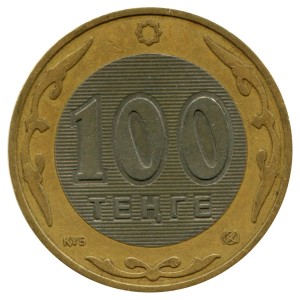 100 tenge 2002-2007 Kazakhstan from circulation price, composition, diameter, thickness, mintage, orientation, video, authenticity, weight, Description