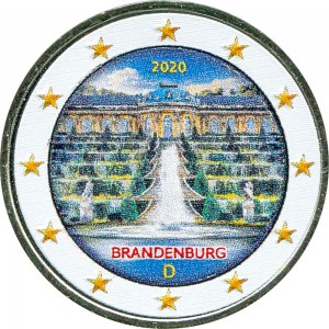 2 euro 2020 Germany Brandenburg (colorized) price, composition, diameter, thickness, mintage, orientation, video, authenticity, weight, Description