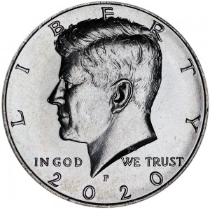 Half Dollar 2020 USA Kennedy mint mark P price, composition, diameter, thickness, mintage, orientation, video, authenticity, weight, Description