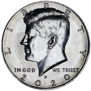 Half Dollar 2020 USA Kennedy mint mark D price, composition, diameter, thickness, mintage, orientation, video, authenticity, weight, Description
