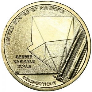 1 dollar 2020 USA, American Innovation, Connecticut, Gerber Variable Scale, P price, composition, diameter, thickness, mintage, orientation, video, authenticity, weight, Description