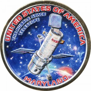 1 dollar 2020 USA, American Innovation, Maryland, Hubble Space Telescope (colorized) price, composition, diameter, thickness, mintage, orientation, video, authenticity, weight, Description