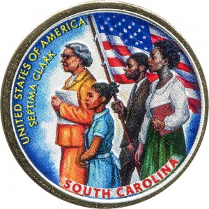 1 dollar 2020 USA, American Innovation, South Carolina, Septima Clark (colorized) price, composition, diameter, thickness, mintage, orientation, video, authenticity, weight, Description