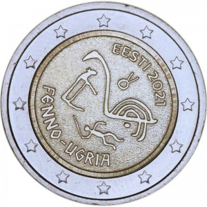 2 euro 2021 Estonia, Finno-Ugric peoples price, composition, diameter, thickness, mintage, orientation, video, authenticity, weight, Description