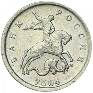 1 kopeck 2004 M, a horse in a hat, from circulation price, composition, diameter, thickness, mintage, orientation, video, authenticity, weight, Description