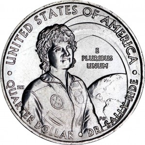 25 cents Quarter Dollar 2022 USA, American Women, Dr. Sally Ride, mint mark P price, composition, diameter, thickness, mintage, orientation, video, authenticity, weight, Description
