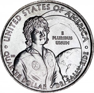25 cents Quarter Dollar 2022 USA, American Women, Dr. Sally Ride, mint mark D price, composition, diameter, thickness, mintage, orientation, video, authenticity, weight, Description