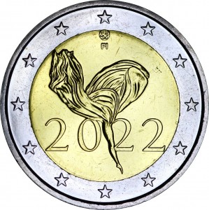 2 euro 2022 Finland, 100 years of the Finnish National Ballet price, composition, diameter, thickness, mintage, orientation, video, authenticity, weight, Description