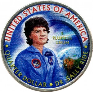 25 cents 2022 USA, American women, Sally Ride (colorized) price, composition, diameter, thickness, mintage, orientation, video, authenticity, weight, Description