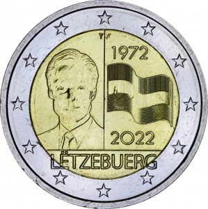 2 евро 2022 Люксембург, 50-летие флага Люксембурга цена, стоимость