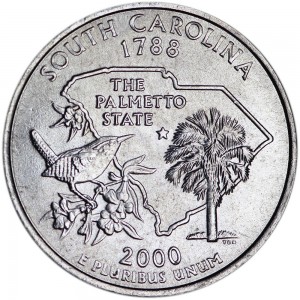 Quarter Dollar 2000 USA South Carolina mint mark D price, composition, diameter, thickness, mintage, orientation, video, authenticity, weight, Description