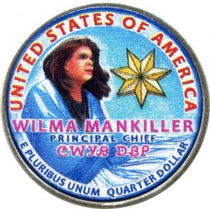 25 cents 2022 USA, American women, Wilma Mankiller (colorized) price, composition, diameter, thickness, mintage, orientation, video, authenticity, weight, Description