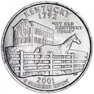 Quarter Dollar 2001 USA Kentucky mint mark D price, composition, diameter, thickness, mintage, orientation, video, authenticity, weight, Description