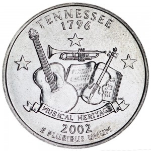 Quarter Dollar 2002 USA Tennessee mint mark D price, composition, diameter, thickness, mintage, orientation, video, authenticity, weight, Description