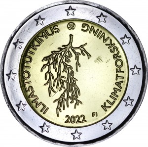 2 euro 2022 Finland, Climate research in Finland price, composition, diameter, thickness, mintage, orientation, video, authenticity, weight, Description