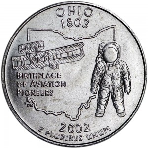 Quarter Dollar 2002 USA Ohio mint mark P price, composition, diameter, thickness, mintage, orientation, video, authenticity, weight, Description