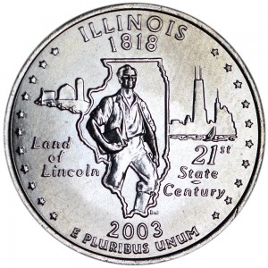 Quarter Dollar 2003 USA Illinois mint mark D price, composition, diameter, thickness, mintage, orientation, video, authenticity, weight, Description