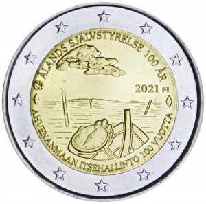2 euro 2022 Finland, 100 years of self-government in the Aland Islands , composition, diameter, thickness, mintage, orientation, video, authenticity, weight, Description