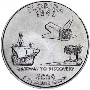 Quarter Dollar 2004 USA Florida mint mark D price, composition, diameter, thickness, mintage, orientation, video, authenticity, weight, Description
