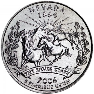 Quarter Dollar 2006 USA Nevada mint mark D price, composition, diameter, thickness, mintage, orientation, video, authenticity, weight, Description