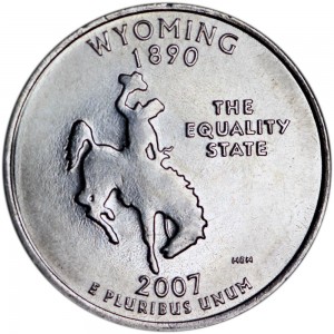 Quarter Dollar 2007 USA Wyoming mint mark D price, composition, diameter, thickness, mintage, orientation, video, authenticity, weight, Description