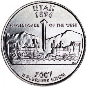 Quarter Dollar 2007 USA Utah mint mark D price, composition, diameter, thickness, mintage, orientation, video, authenticity, weight, Description