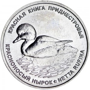 1 рубль 2023 Приднестровье, Красноносый нырок, купить, цена, стоимость