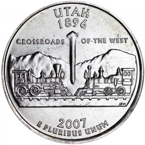 Quarter Dollar 2007 USA Utah mint mark P price, composition, diameter, thickness, mintage, orientation, video, authenticity, weight, Description