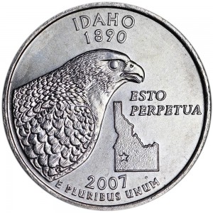 Quarter Dollar 2007 USA Idaho mint mark P price, composition, diameter, thickness, mintage, orientation, video, authenticity, weight, Description