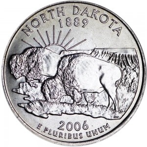 Quarter Dollar 2006 USA North Dakota mint mark P price, composition, diameter, thickness, mintage, orientation, video, authenticity, weight, Description