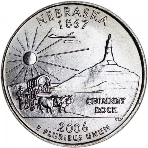 Quarter Dollar 2006 USA Nebraska mint mark P price, composition, diameter, thickness, mintage, orientation, video, authenticity, weight, Description