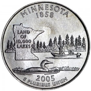 Quarter Dollar 2005 USA Minnesota mint mark P price, composition, diameter, thickness, mintage, orientation, video, authenticity, weight, Description