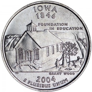 Quarter Dollar 2004 USA Iowa mint mark P price, composition, diameter, thickness, mintage, orientation, video, authenticity, weight, Description