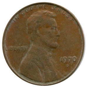 1 cent 1970 Lincoln USA, Minze D, from circulation