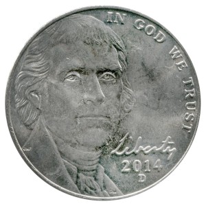 5 центов 2014 США, двор D, из обращения цена, стоимость