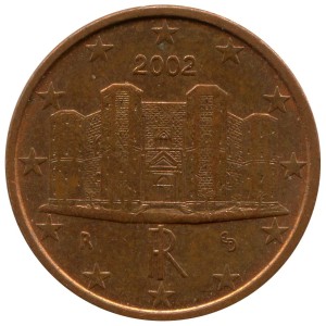 1 цент 2002-2023 Италия, из обращения цена, стоимость